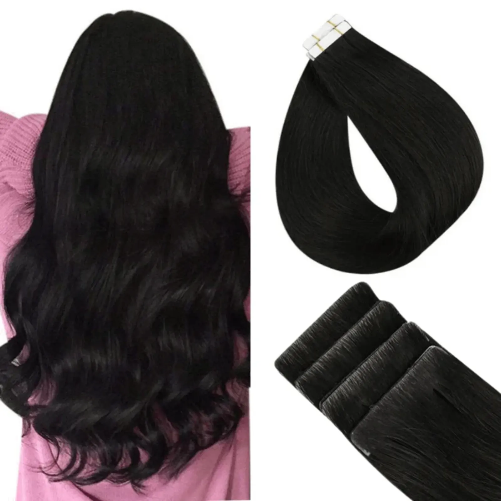 Virgin Injection Tape in Hair Extensions Off Black #1B